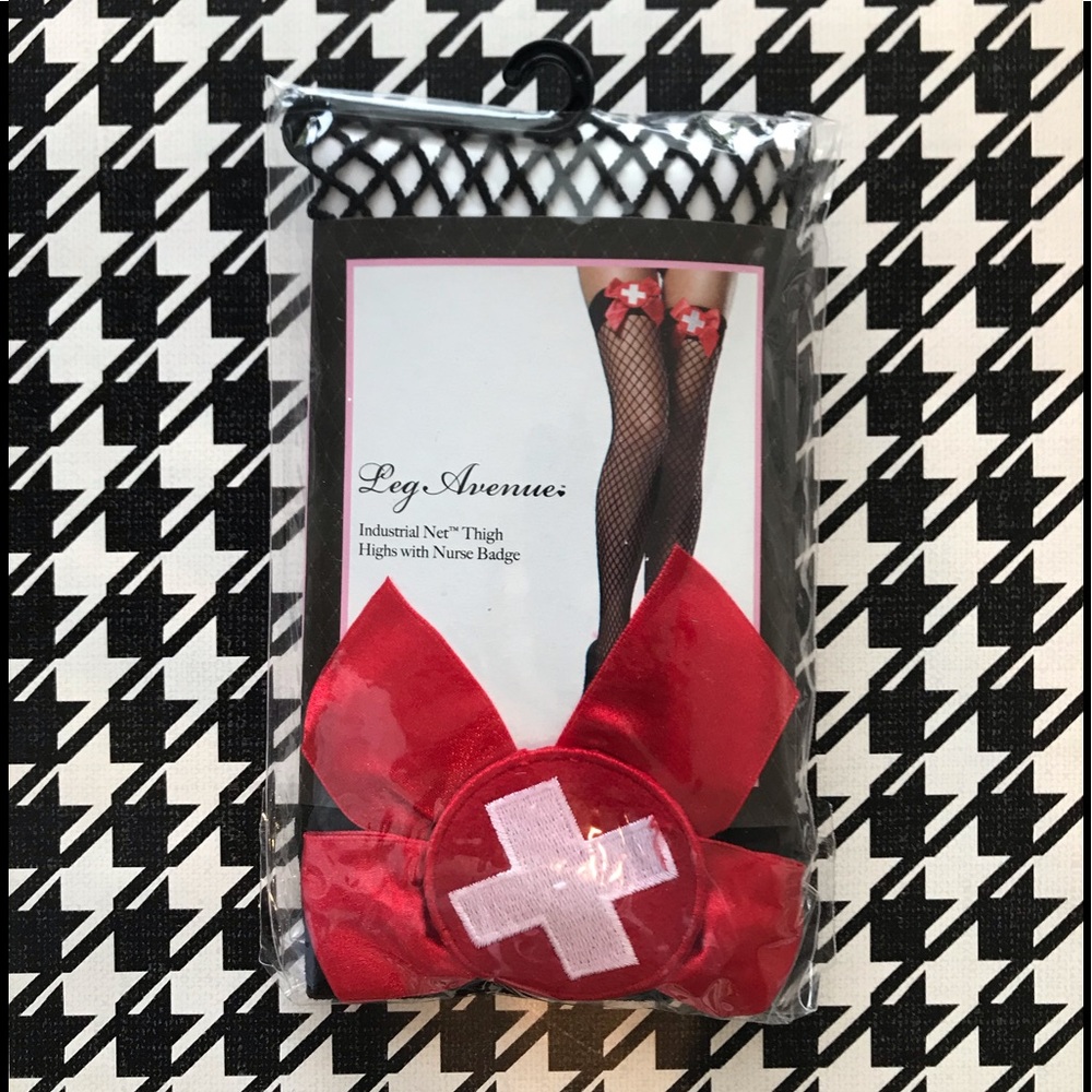 Net Thigh Highs with Nurse Badge